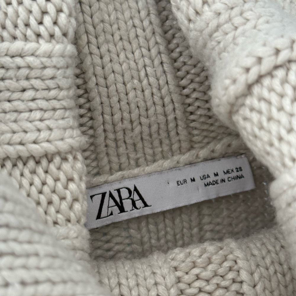 Zara Cream Turtleneck Sweater Chunky Knit Relaxed Fit - Picture 3 of 8